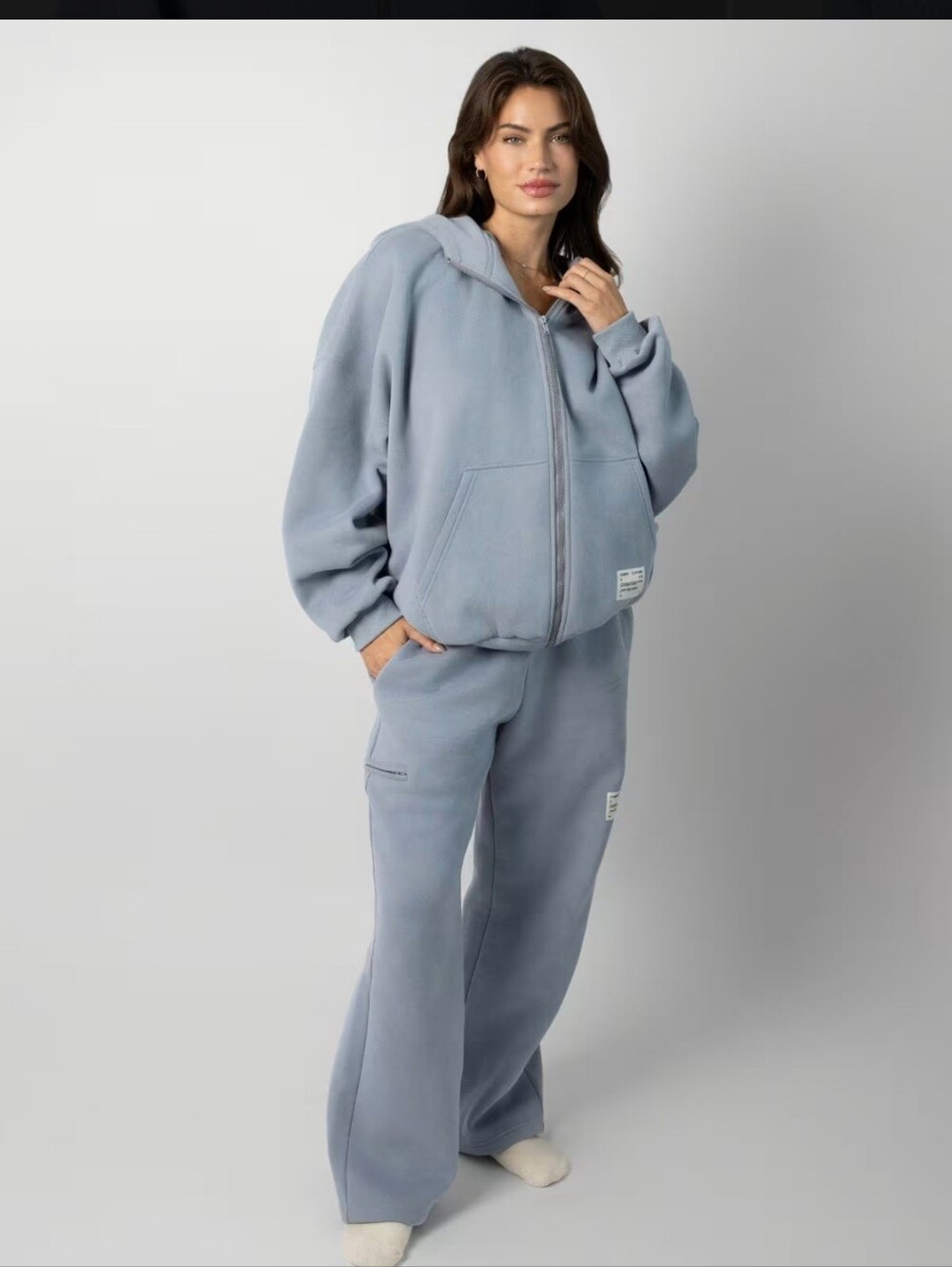 Comfrt Unisex Affirmation Collection Vol 9 Oversized Zip Up Hoodie Slate Blue L - Picture 4 of 6